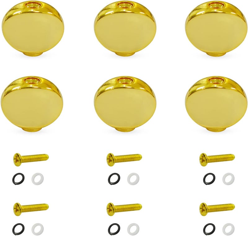 MAXCHEER 6PCS Metal Big Square Shape Guitar Tuning Peg Tuners Machine Head Replacemen Buttons knob Handle Tip (Gold Oval) - Image 1